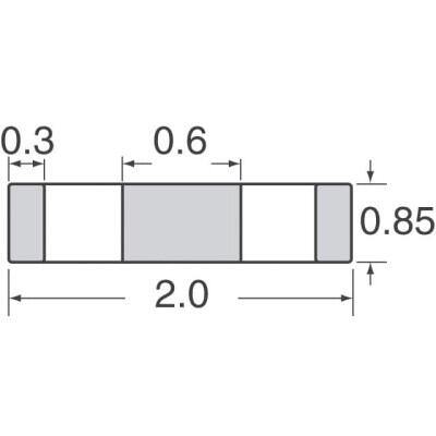 0.1 µF Feed Through Capacitor 25V 2 A 30mOhm 0805 (2012 Metric), 3 PC Pad - 2