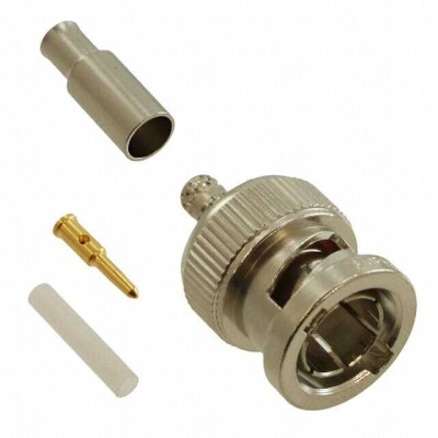 BNC Connector Plug, Male Pin 75 Ohms Free Hanging (In-Line) Solder - 1