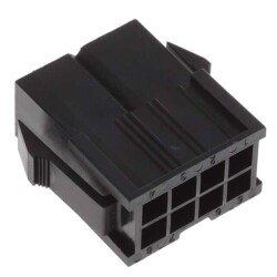 8 Rectangular Connectors - Housings Plug Black 0.165