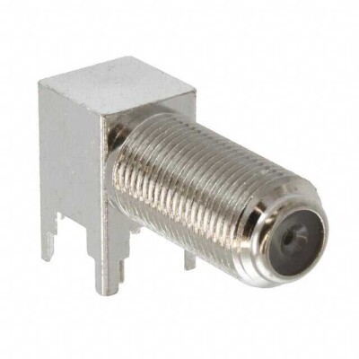 F Type Connector Receptacle, Female Socket 75 Ohms Through Hole, Right Angle Solder - 1