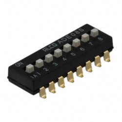 Dip Switch SPST 8 Position Surface Mount Slide (Standard) Actuator 100mA 24VDC - TE Connectivity ALCOSWITCH Switches