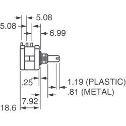 10k Ohm 1 Gang Linear Panel Mount Potentiometer None 10.0 Kierros Wirewound 2W Solder Lug - 4