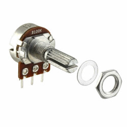 100k Ohm 1 Gang Linear Panel Mount Potentiometer 1.0 Turns Carbon 0.2W, 1/5W PC Pins - Bourns Inc.