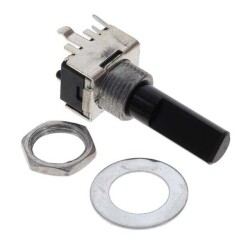 10k Ohm 1 Gang Linear Through Hole, Snap In Potentiometer Detent 1.0 Kierros Carbon 0.05W, 1/20W PC Pins, Board Locks - Bourns Inc.