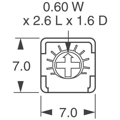 1 kOhms 0.5W, 1/2W PC Pins Through Hole Trimmer Potentiometer Cermet 1.0 Turn Top Adjustment - 4