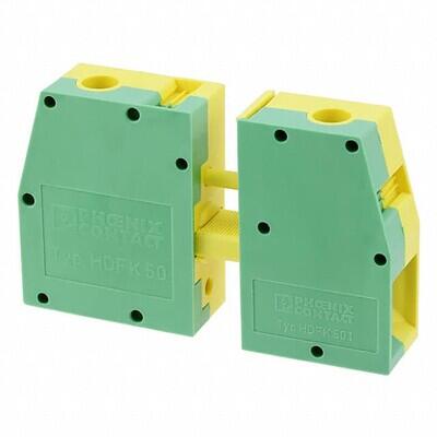 1 Position Terminal Block Bolt/Screw Clamp - Wire Entry 90° to Panel Green, Yellow - 1