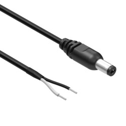 Cable Assembly 2.5mm ID, 5.5mm OD Plug to Wire Leads Round 6.0' (1.83m) - Tensility International Corp