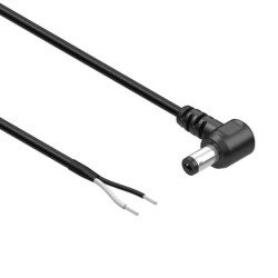 Cable Assembly 2.1mm ID, 5.5mm OD Plug, Right Angle to Wire Leads Round 6.0' (1.83m) - Tensility International Corp