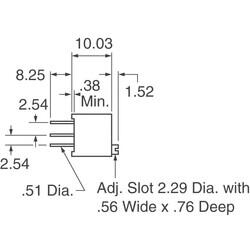 10 Ohms 0.5W, 1/2W PC Pins Through Hole Trimmer Potentiometer Cermet 25 Turn Top Adjustment - Bourns Inc. (1)