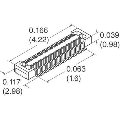 10 Position Connector Receptacle, Center Strip Contacts Surface Mount Gold - 2