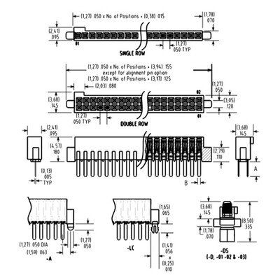 10 Position Receptacle Connector 0.050