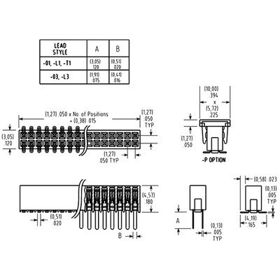 10 Position Receptacle Connector 0.050