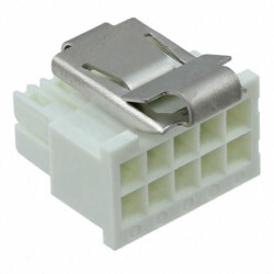 10 Position Rectangular Housing Connector Receptacle White 0.100