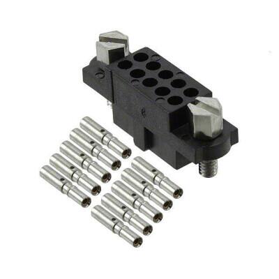 10 Position Rectangular Receptacle Connector Crimp Gold 24-28 AWG - 1