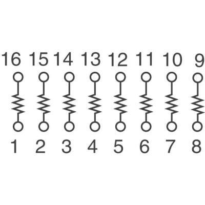 100 Ohm ±2% 250mW Power Per Element Isolated 8 Resistor Network/Array ±100ppm/°C 16-DIP (0.300