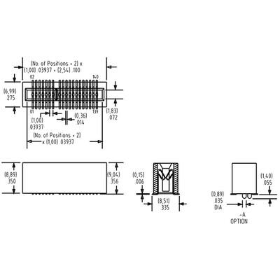 100 Position Female Connector Non Specified - Dual Edge Gold 0.039