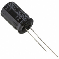 1000 µF 35 V Aluminum Electrolytic Capacitors Radial, Can 10000 Hrs @ 105°C - Rubycon