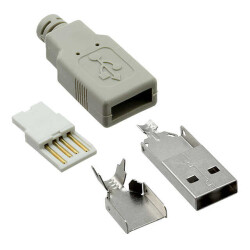 USB-A (USB TYPE-A) USB 2.0 Plug Connector 4 Position Free Hanging (In-Line) - CNC Tech