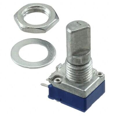 100k Ohm 1 Gang Linear Panel Mount Potentiometer None 1 Kierros Carbon 0.05W, 1/20W PC Pins, Board Locks - 1