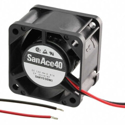 Fan Tubeaxial 24VDC Square - 40mm L x 40mm H Ball 2 Wire Leads - Sanyo Denki America Inc.
