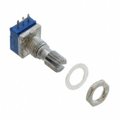 10k Ohm 1 Gang Linear Panel Mount Potentiometer 1.0 Turns Carbon 0.05W, 1/20W PC Pins, Board Locks - 1