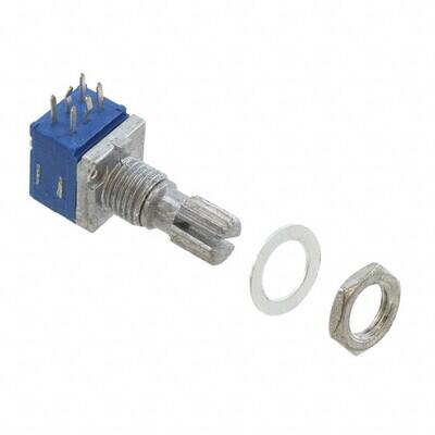 10k Ohm 2 Gang Logarithmic Panel Mount Potentiometer None 1.0 Kierros Carbon 0.025W, 1/40W PC Pins, Board Locks - 1
