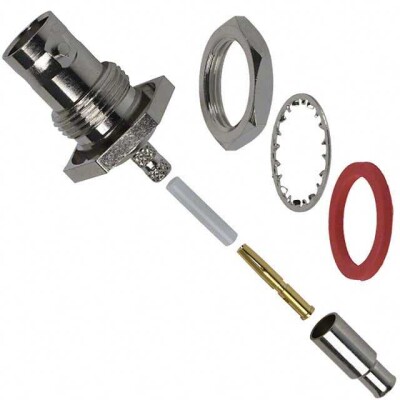 BNC Connector Jack, Female Socket 50 Ohms Panel Mount Crimp - 1