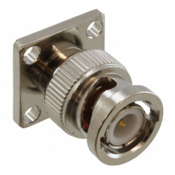 BNC Connector Plug, Male Pin 50 Ohms Panel Mount Solder Cup - Amphenol RF