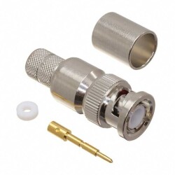 BNC Connector Plug, Male Pin 50 Ohms Free Hanging (In-Line) Crimp - Amphenol RF