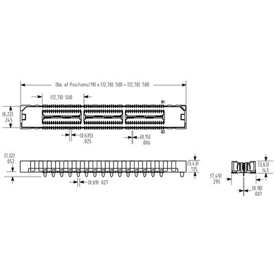 114 Position Connector Socket, Center Strip Contacts Surface Mount Gold - 3