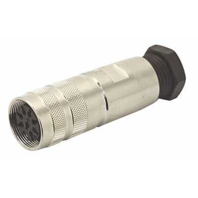 12 Position Circular Connector Plug, Female Sockets Solder Cup - 1