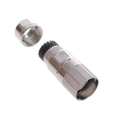12 Position Circular Connector Plug Housing Free Hanging (In-Line) Backshell, Cable Clamp, Coupling Nut - 1