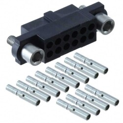 12 Position Rectangular Receptacle Connector Crimp Gold 22 AWG - Harwin Inc.