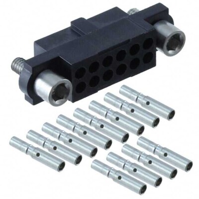 12 Position Rectangular Receptacle Connector Crimp Gold 22 AWG - 1
