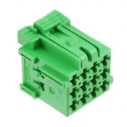 12 Rectangular Connectors - Housings Receptacle Green 0.197