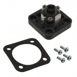 mPm DIN Base, Form A-18mm, B14 Base, 2 Pole Plus Ground Terminal, 250V AC/300V DC, Black, Nitrile Gasket with Screw - Molex