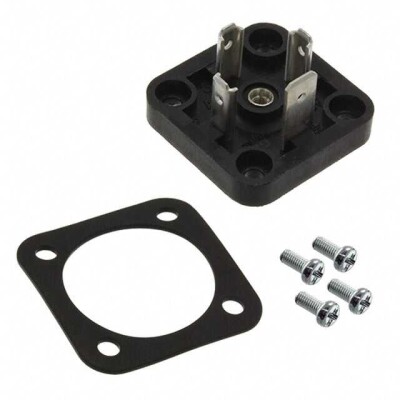 mPm DIN Base, Form A-18mm, B14 Base, 2 Pole Plus Ground Terminal, 250V AC/300V DC, Black, Nitrile Gasket with Screw - 1