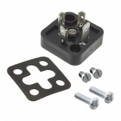 mPm DIN Base, Form A-18mm, B20 Base, 3 Pole Plus Ground Terminal, 250V AC/300V DC, Black, Nitrile Gasket with Screw - Molex