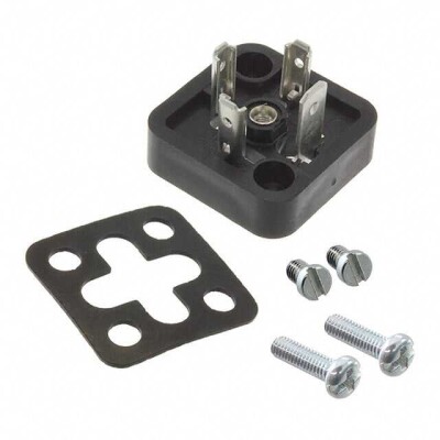 mPm DIN Base, Form A-18mm, B20 Base, 3 Pole Plus Ground Terminal, 250V AC/300V DC, Black, Nitrile Gasket with Screw - 1