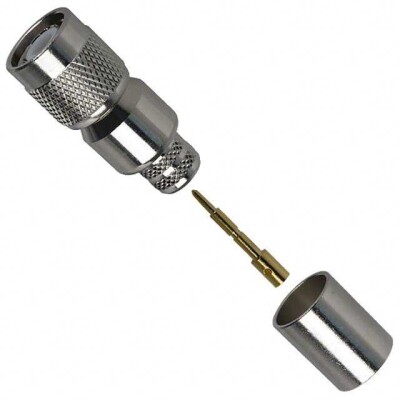 TNC Connector Plug, Male Pin 50 Ohms Free Hanging (In-Line) Crimp or Solder - 1