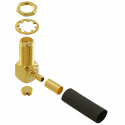 SMA Connector Jack, Female Socket 50 Ohms Free Hanging (In-Line), Right Angle Solder - Amphenol RF
