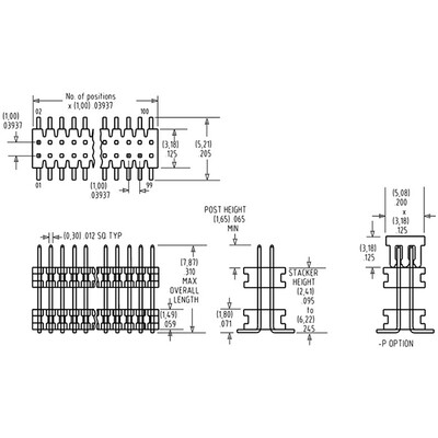 14 Position Header Spacer Connector 0.039