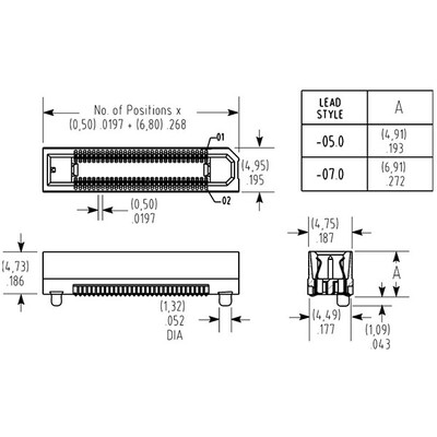 140 Position Connector Socket, Center Strip Contacts Surface Mount Gold - 2