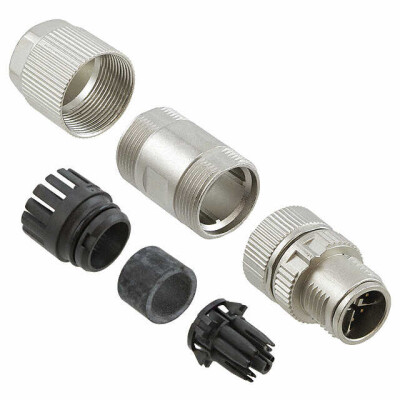 8 Position Circular Connector Plug, Male Pins Axial Pierce - 1