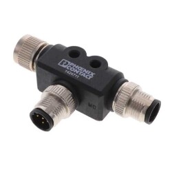 Circular Connector Distributor T-Shaped 5/5 (2) Male Pins/Female Sockets (1), Male Pins (1) Free Hanging (In-Line) - Phoenix Contact