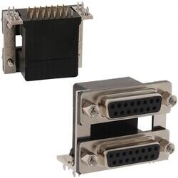 15, 15 Position D-Sub - Stacked Receptacle, Female Sockets Connector - NorComp Inc.