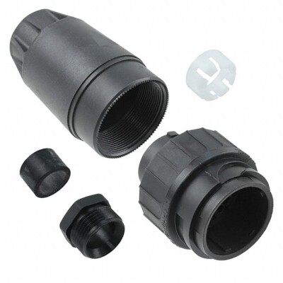 15 (14 + PE) Position Circular Connector Plug Housing Free Hanging (In-Line) Backshell, Coupling Nut - 1