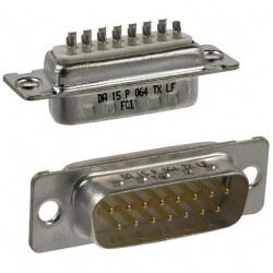 15 Position D-Sub Plug, Male Pins Connector - Amphenol ICC (FCI)