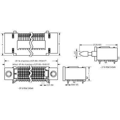 160 Position Connector High Density Array, Female Surface Mount, Right Angle Gold - 3