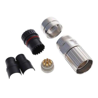 9 (8 + 1 Power) Position Circular Connector Plug, Female Sockets Solder Cup - 1